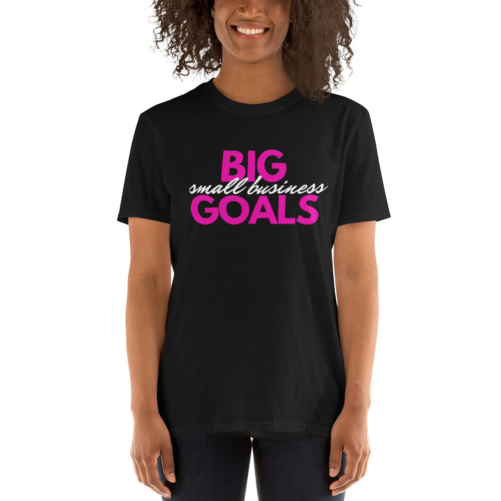 Business Black Short-Sleeve Unisex T-Shirt| Pink + White Words
